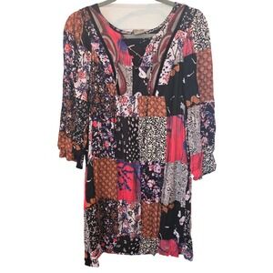 Anthropologie One September Arcata Dress Patchwork Boho Hippie Peasant Large